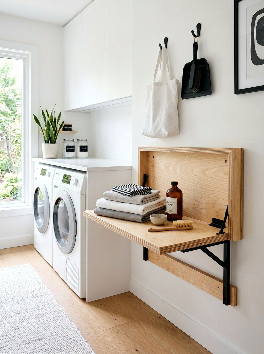 Plywood Laundry Room Folding Bench - 30 folding station laundry ideas