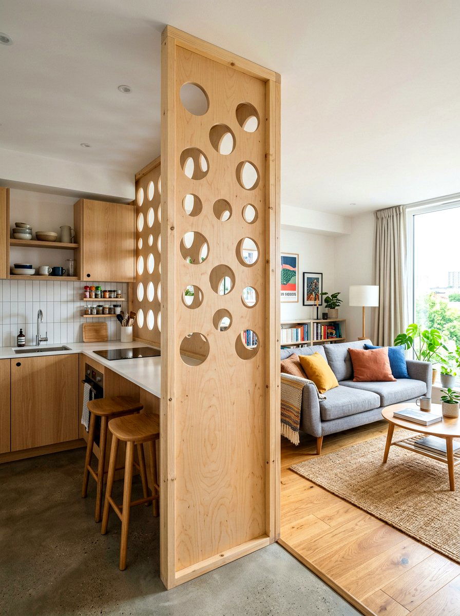 Plywood Partition Wall - 30 studio apartment divider ideas