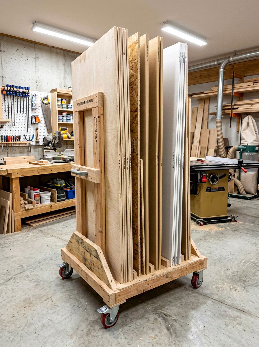 Plywood Storage Cart - 30 organizing a garage ideas
