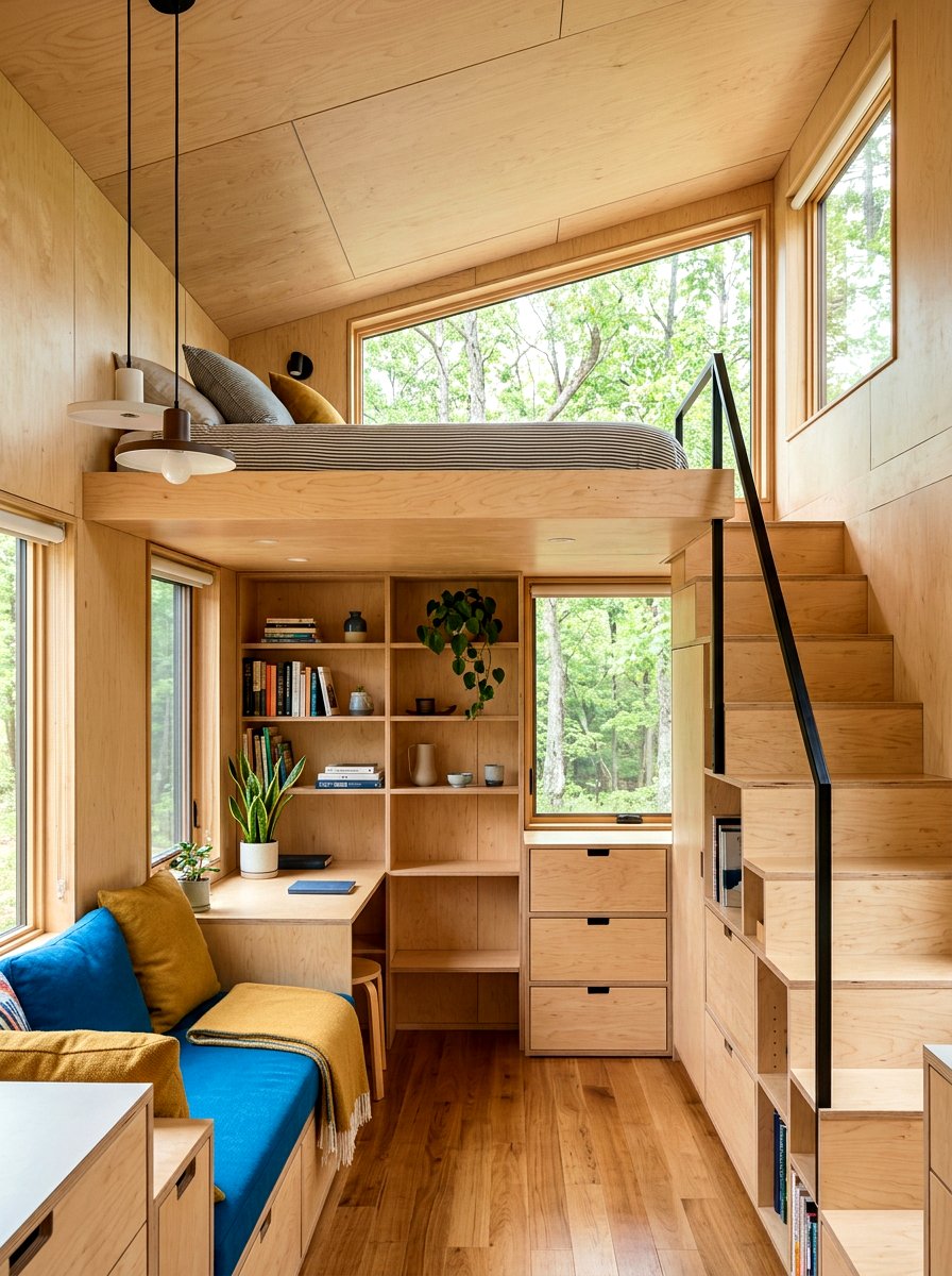 Plywood Tiny House Loft - 30 tiny house loft bed ideas