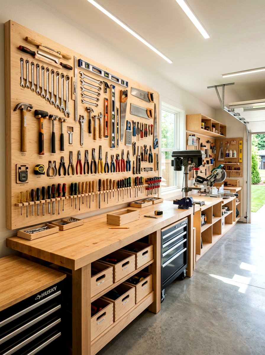 Plywood Tool Organizer - 30 clean garage aesthetic ideas