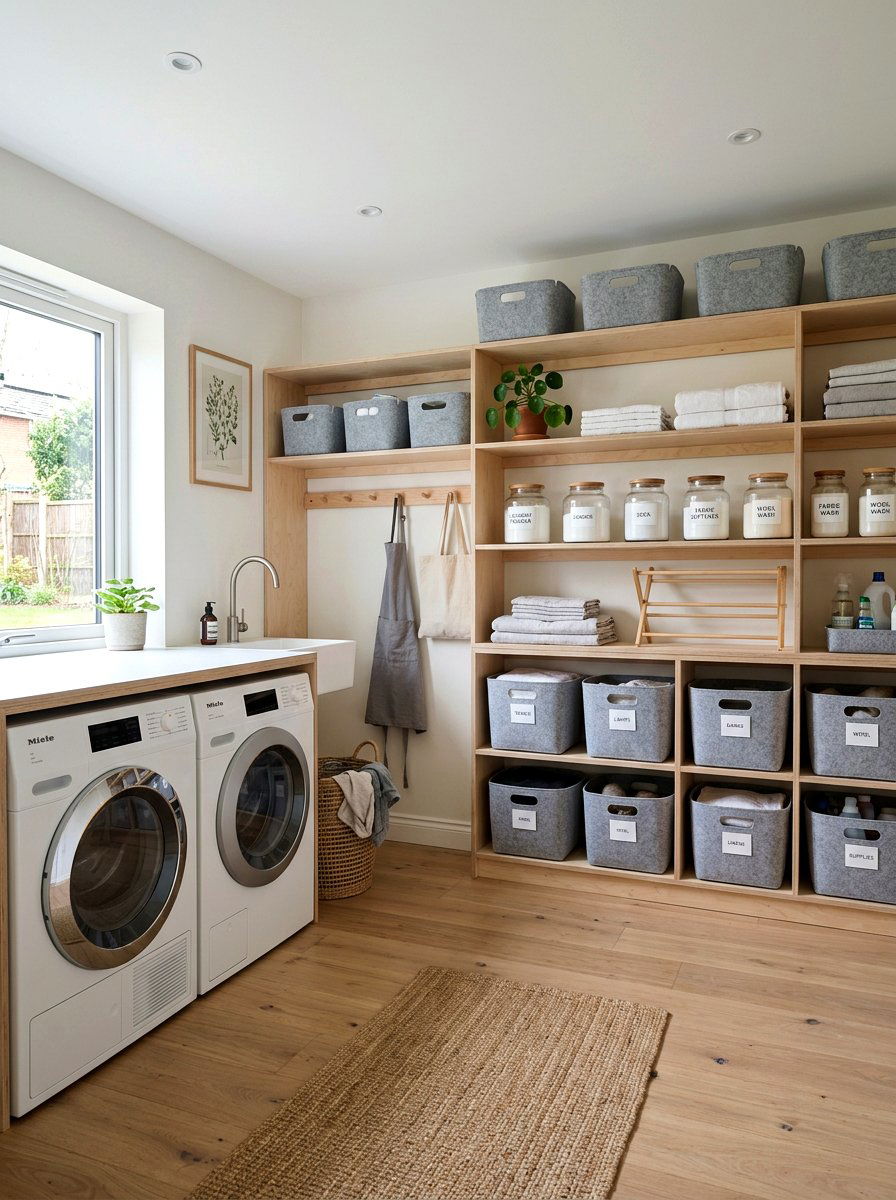 Plywood Utility Shelves - 30 laundry room shelf ideas
