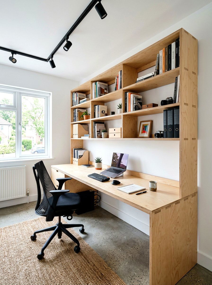 Plywood Workspace - 30 work from home office ideas