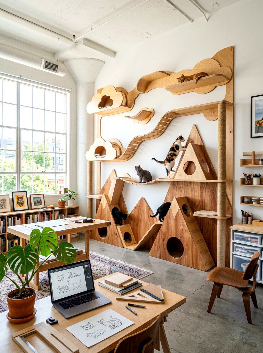 Plywood cat climbing wall - 30 cat climbing wall ideas