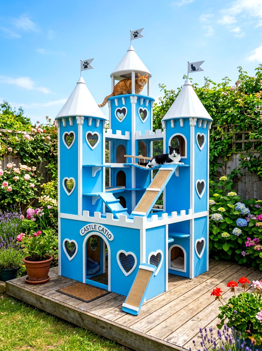 Plywood catio castle - 30 catio ideas