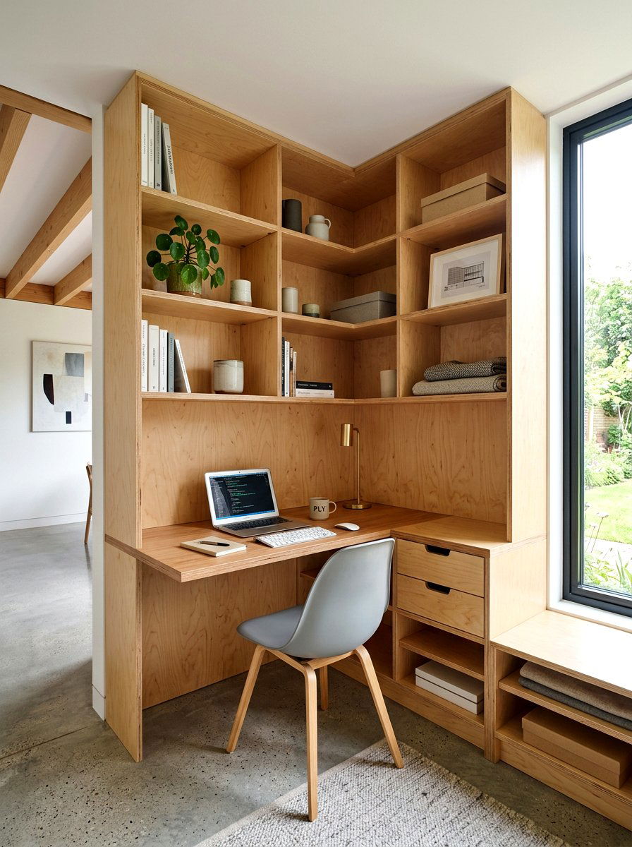 Plywood desk nook - 30 study nook ideas