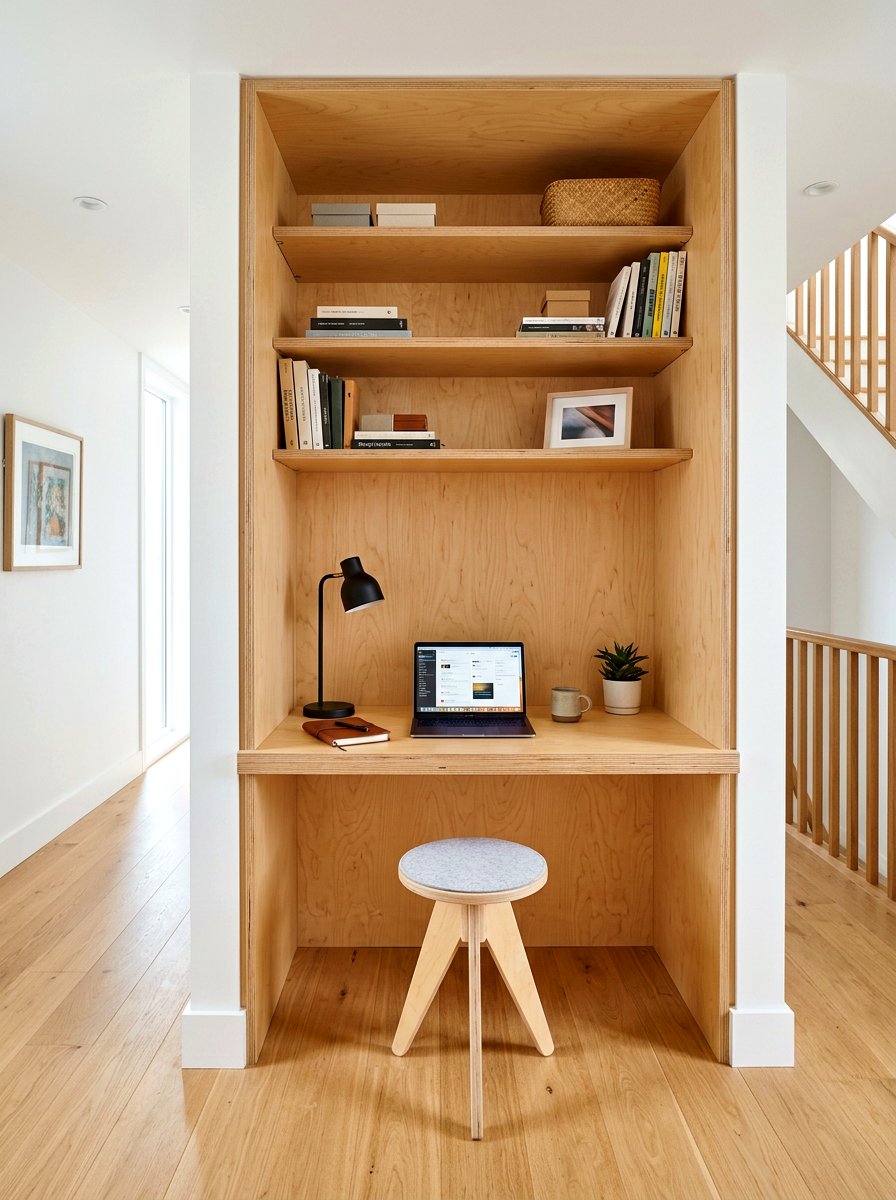 Plywood hallway office nook - 30 hallway office nook ideas
