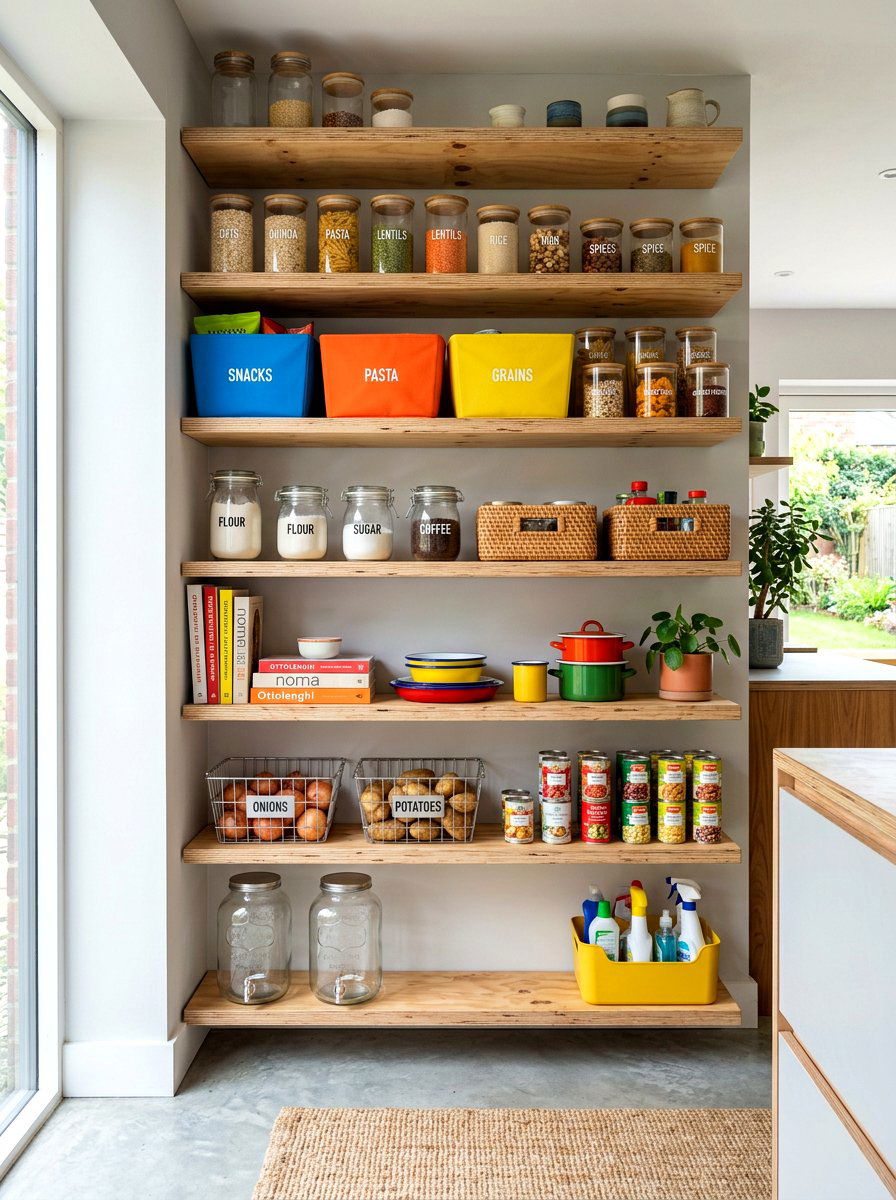 Plywood open pantry shelving - 30 pantry with open shelving ideas