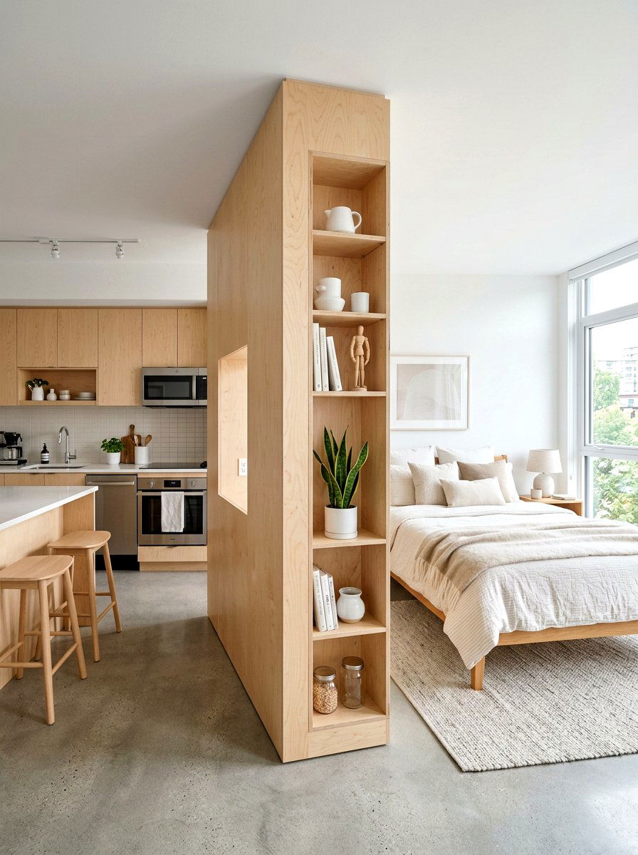 Plywood partial wall - 30 partial divider studio ideas