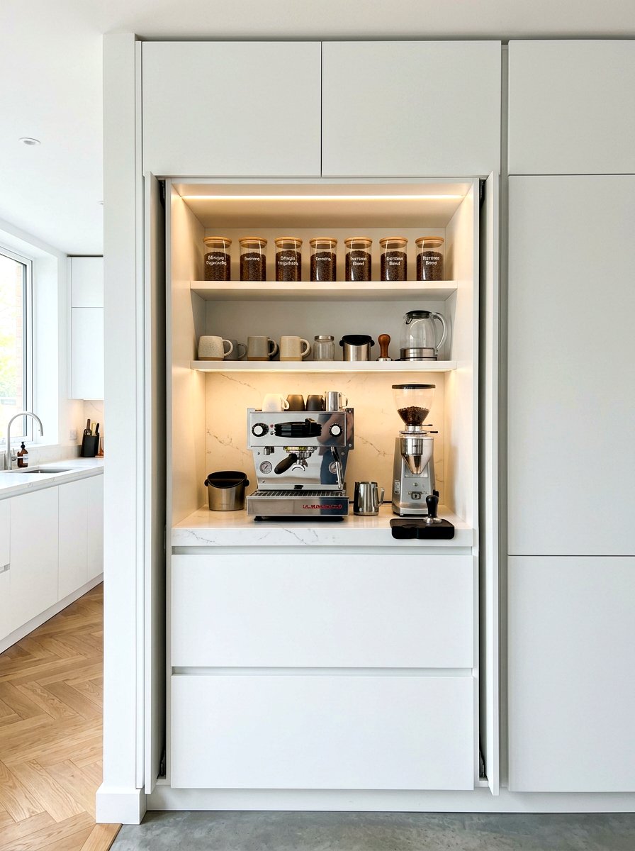 Pocket Door Coffee Station - 30 appliance garage coffee station ideas