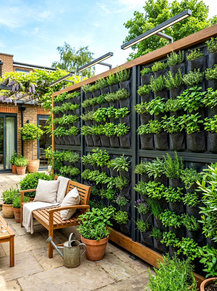 Pocket Herb Wall - 30 patio herb garden ideas