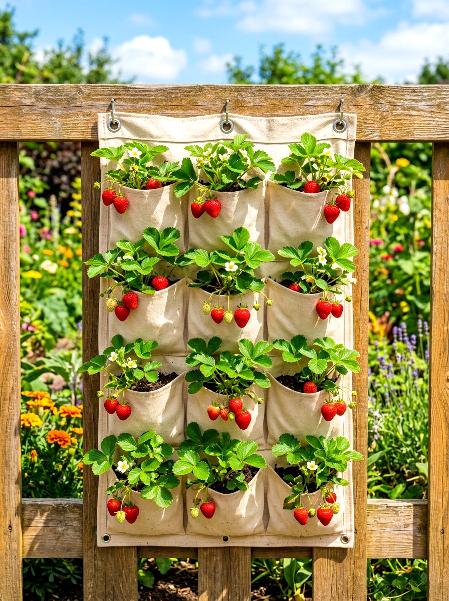 Pocket Organizer Planter - 30 vertical strawberry garden ideas