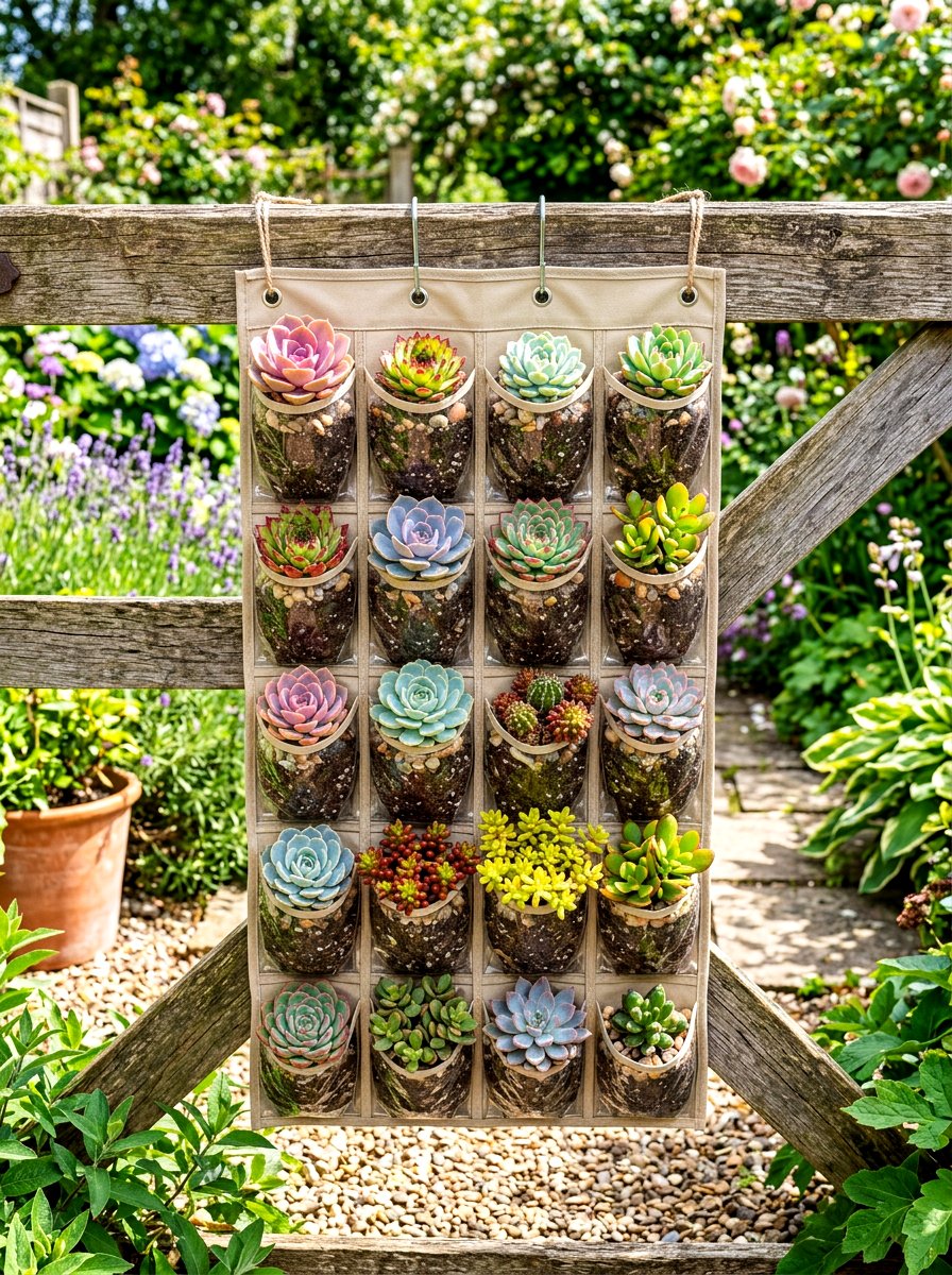 Pocket Shoe Organizer Succulent Garden - 30 vertical succulent garden ideas