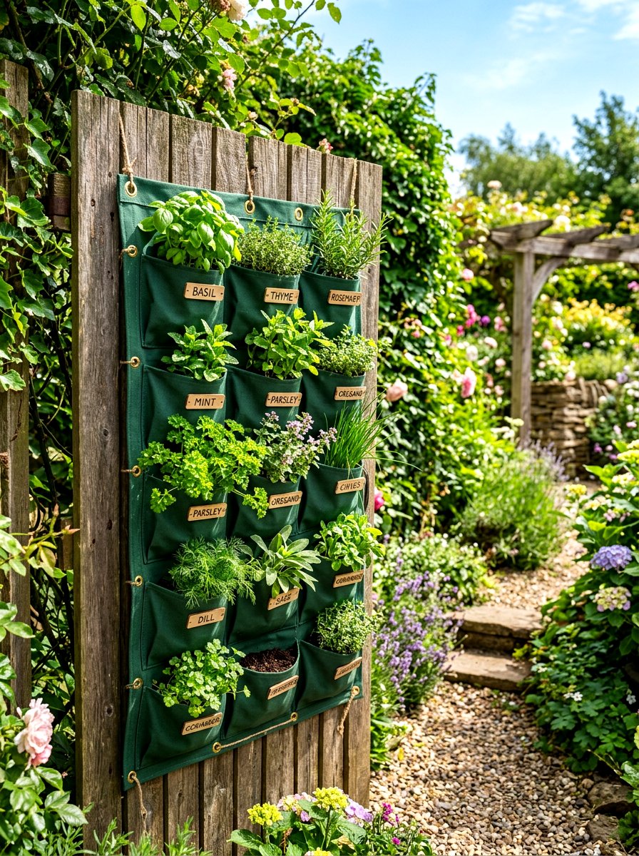 Pocket Wall Organizer - 30 herb planter ideas