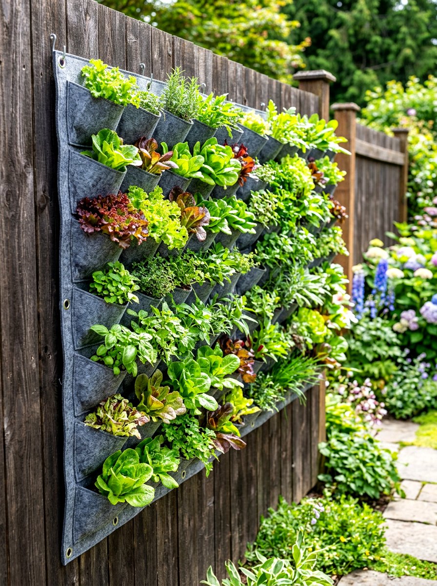 Pocket Wall Planter - 30 vertical vegetable garden ideas