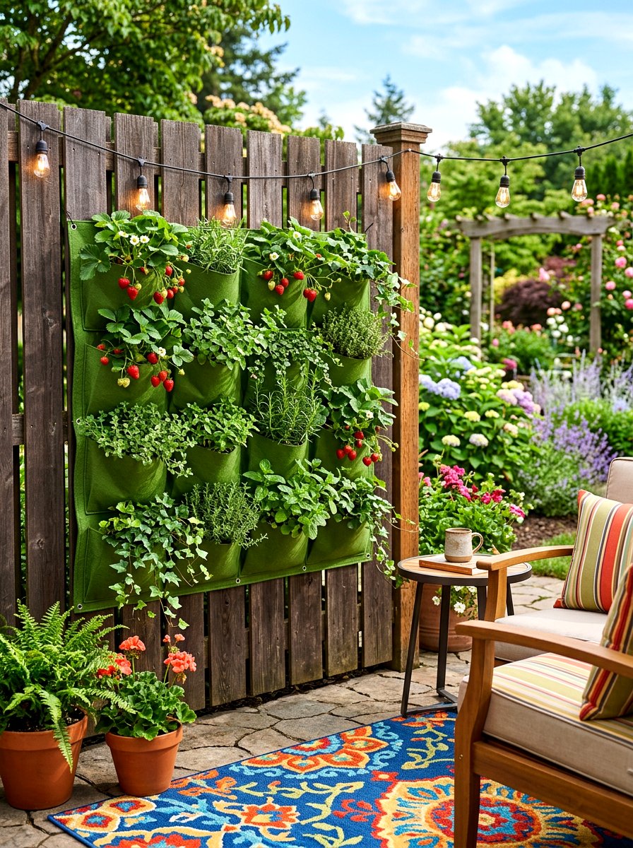 Pocket Wall Planter - 30 edible patio garden ideas