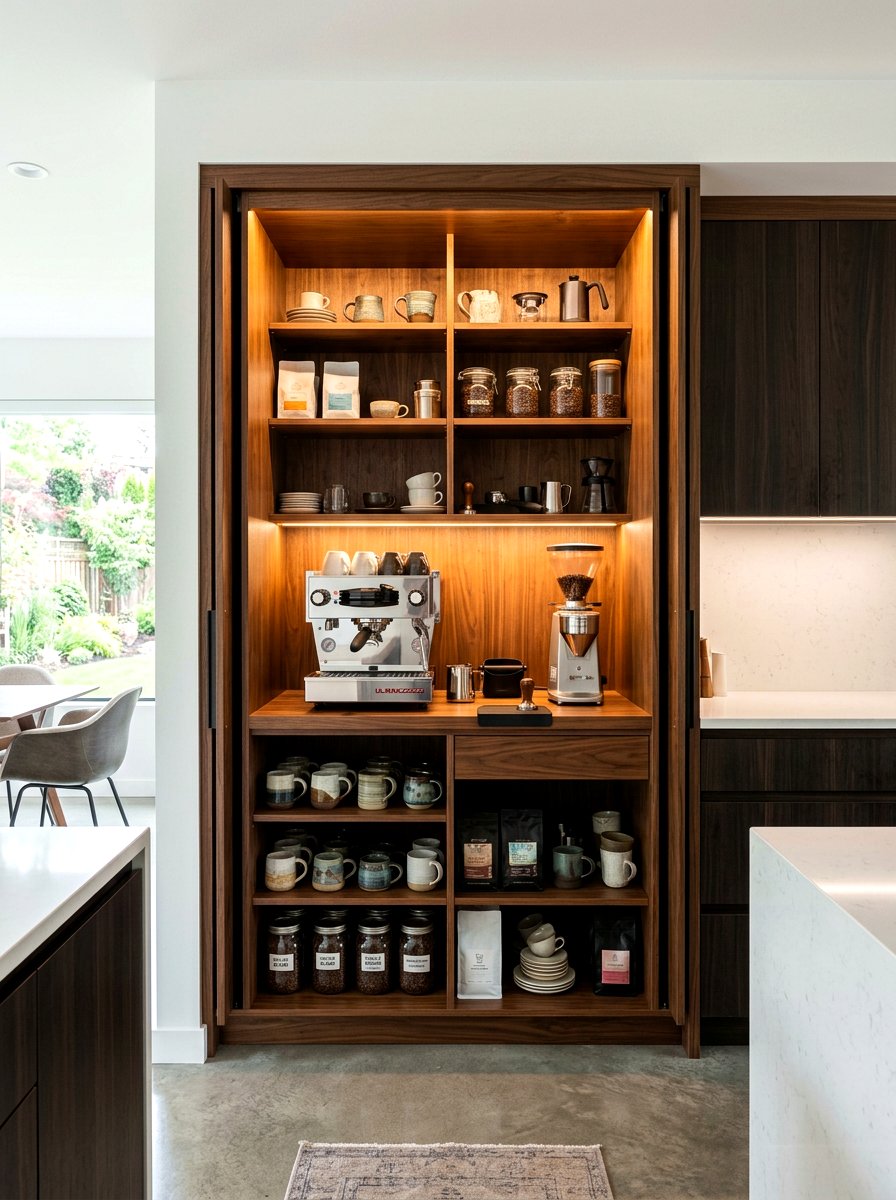 Pocket door coffee pantry - 30 coffee pantry wall ideas