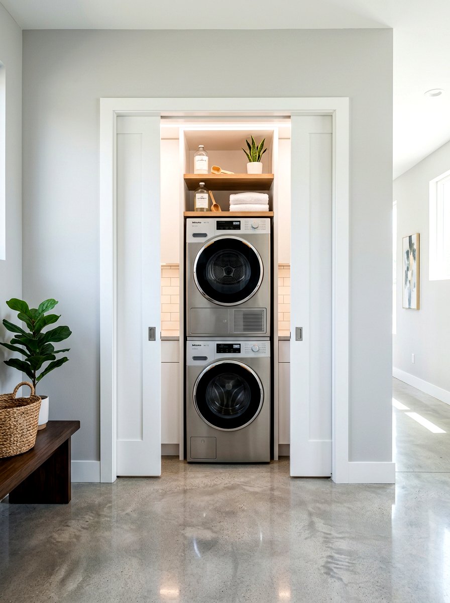 Pocket door laundry enclosure - 30 washer dryer enclosure ideas