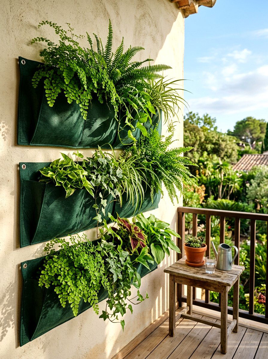 Pocket felt wall planter - 30 apartment vertical garden ideas