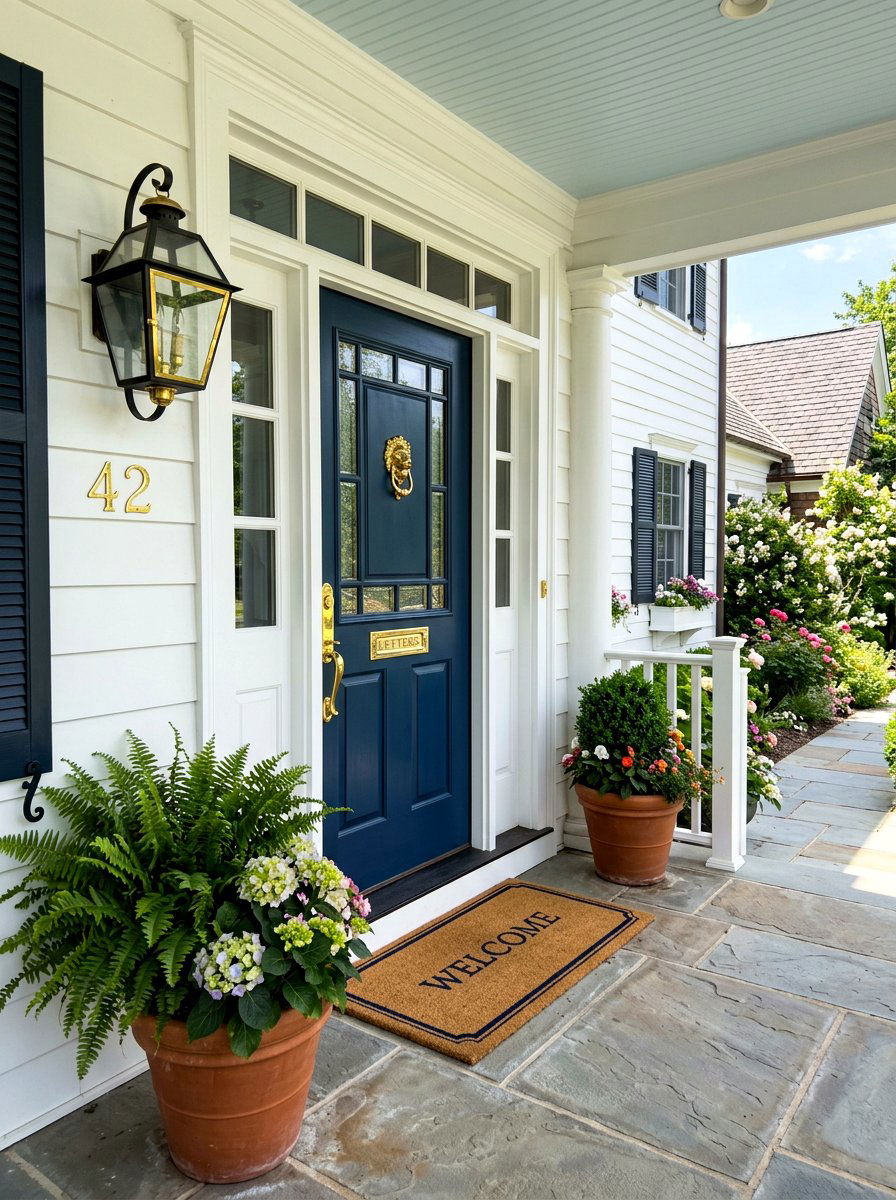 Polished Brass Hardware Entry Theme - 30 luxury front porch styling ideas