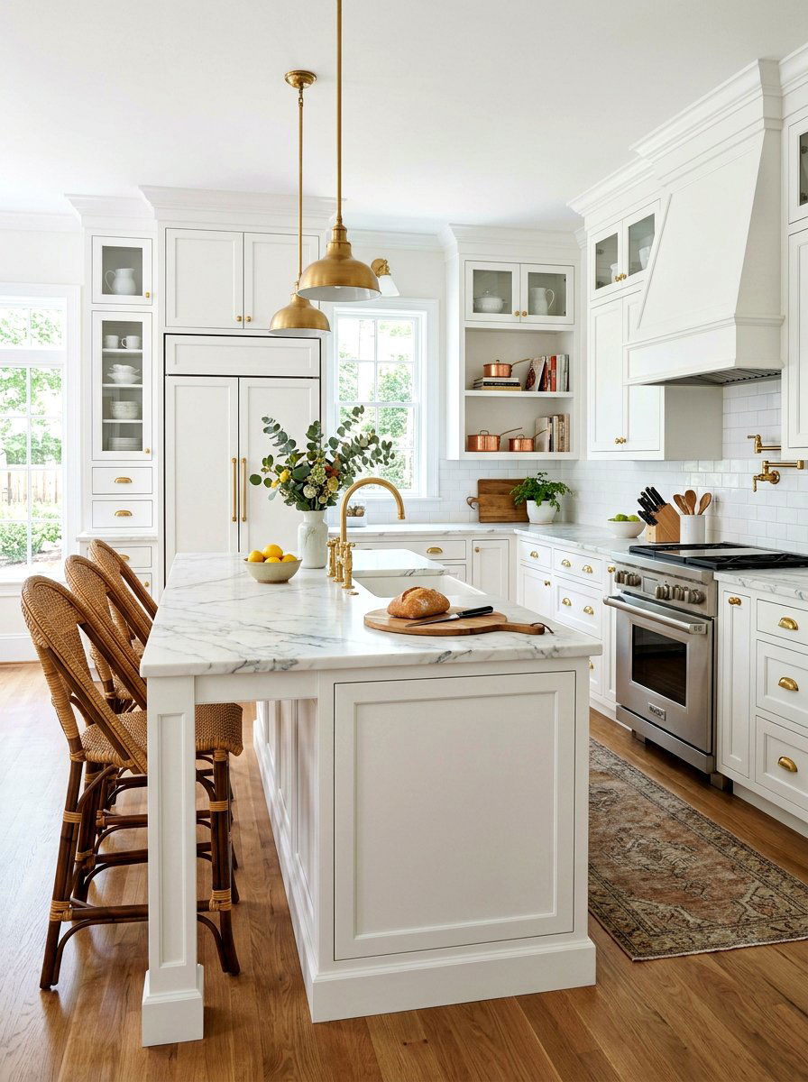 Polished Brass Hardware - 30 Nancy Meyers kitchen ideas