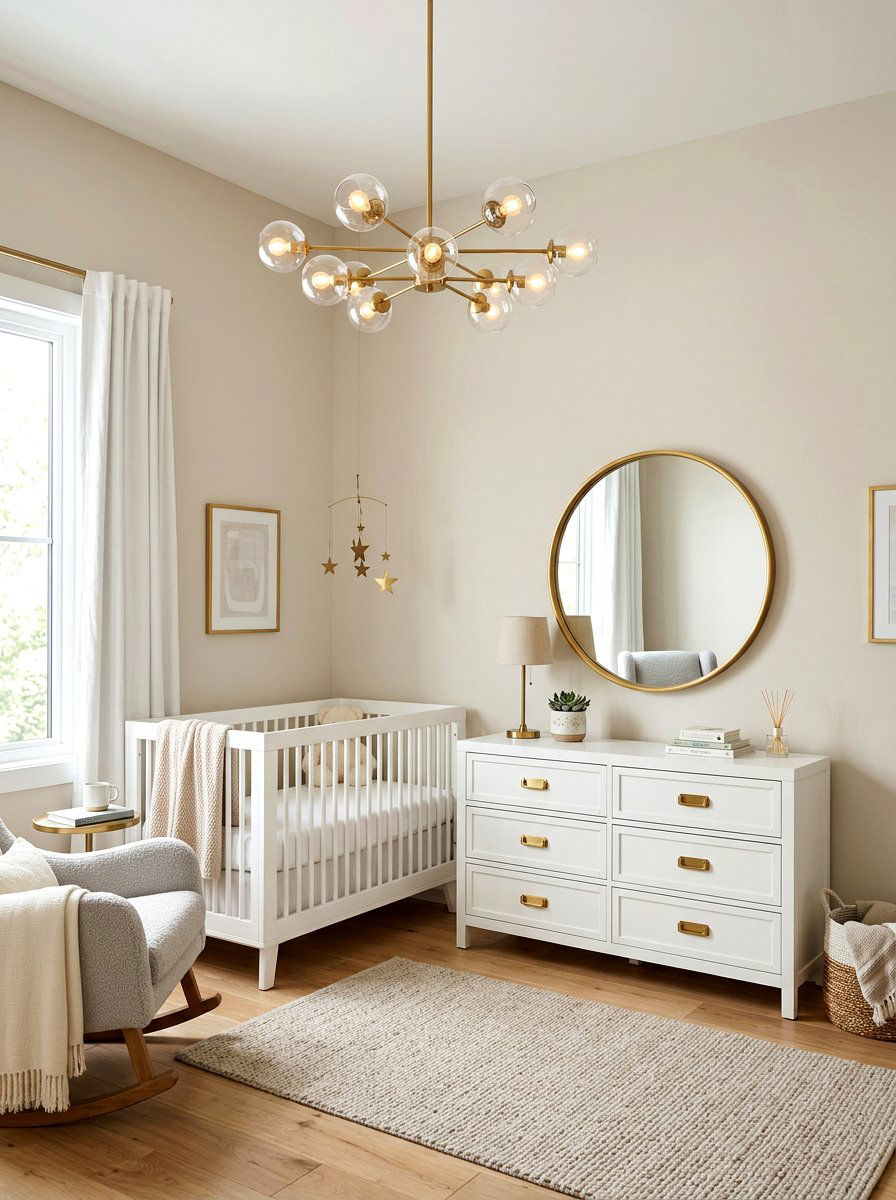 Polished Brass Nursery - 30 quiet luxury nursery ideas
