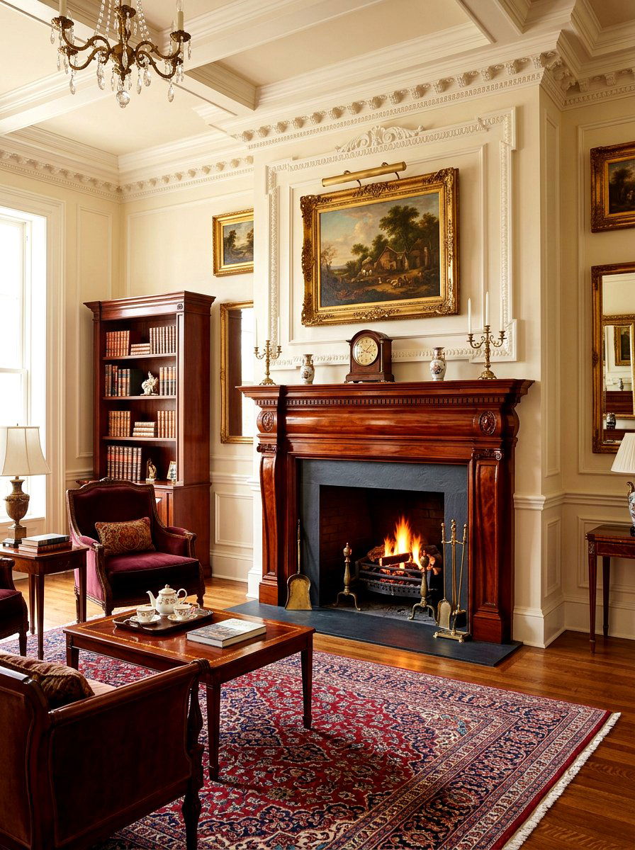 Polished Cherry Mantel - 30 wood mantel beam ideas