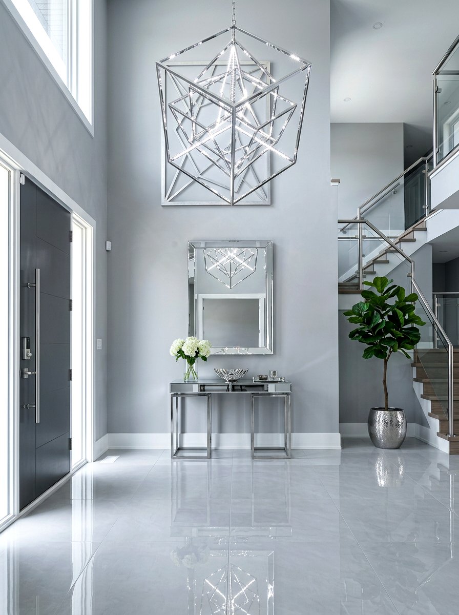 Polished Chrome Light - 30 foyer chandelier ideas