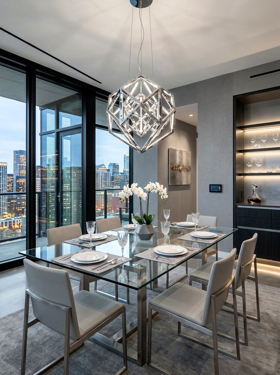 Polished Chrome Pendant - 30 dining room lighting ideas