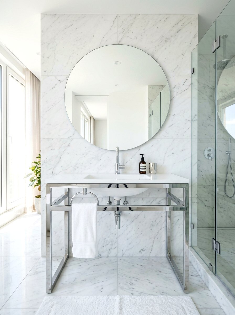 Polished Chrome Vanity - 30 neo deco bathroom vanity ideas