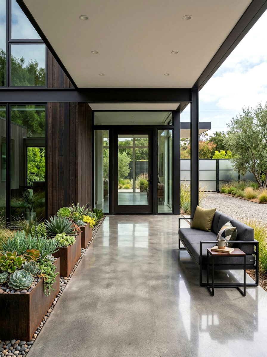 Polished Concrete Entryway Aesthetic - 30 luxury front porch styling ideas
