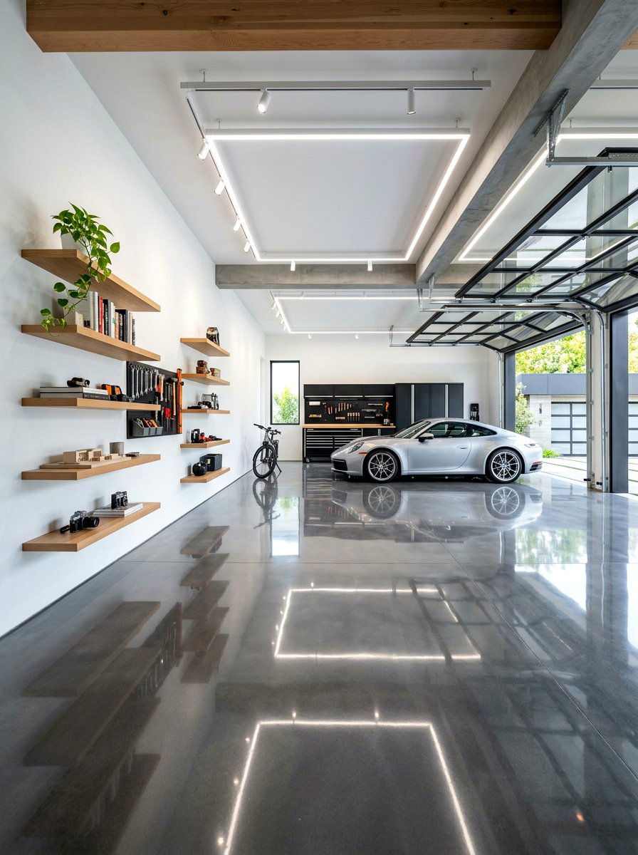 Polished Concrete Floor - 30 clean garage aesthetic ideas