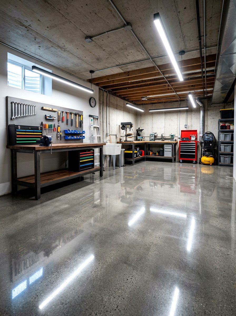 Polished Concrete Flooring - 30 low ceiling basement ideas