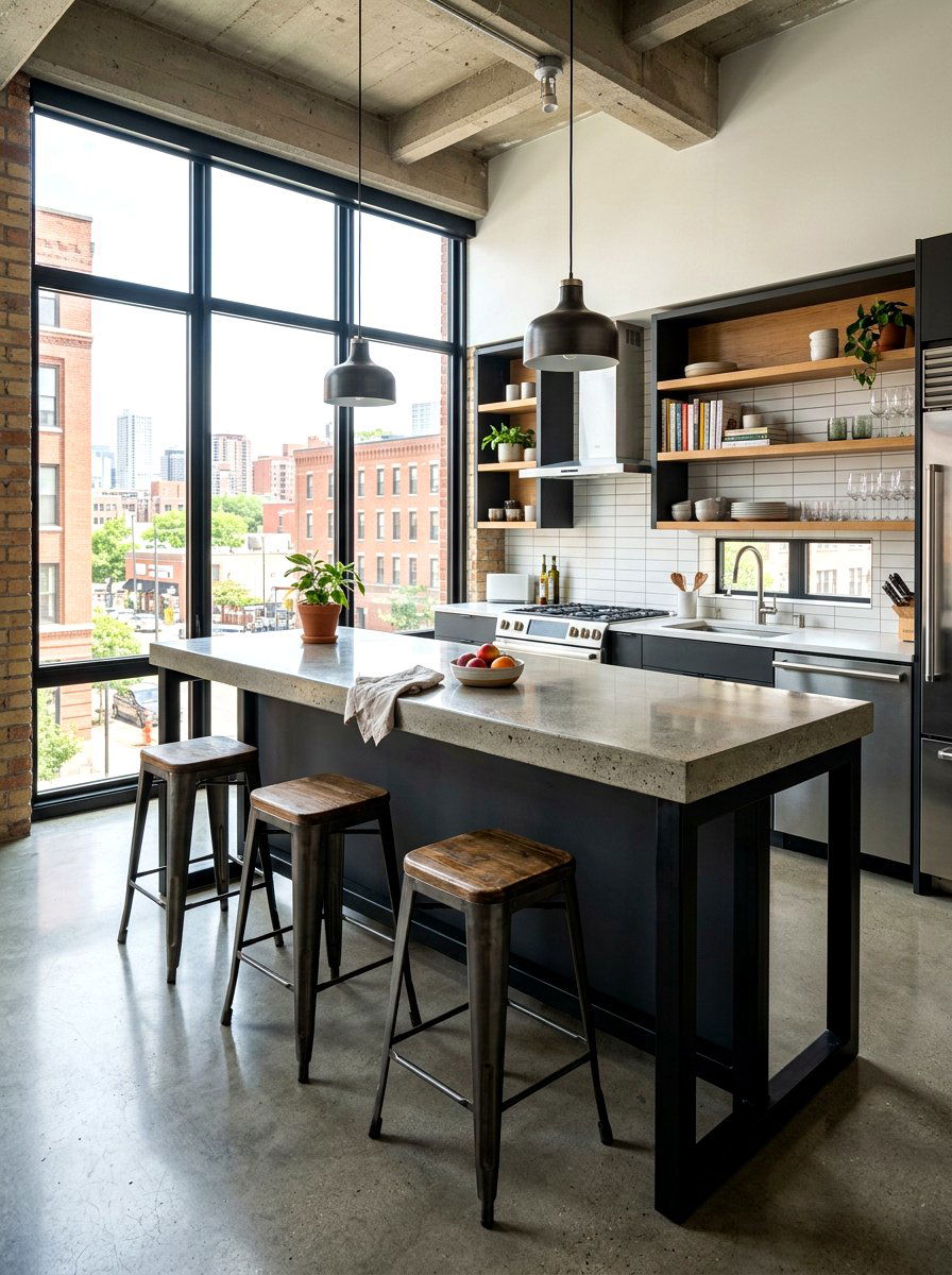 Polished Concrete Kitchen Counter - 30 breakfast bar ideas