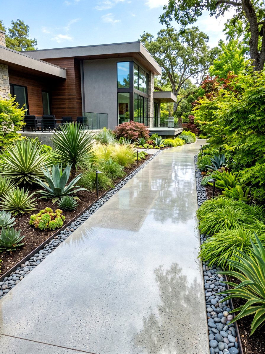 Polished Concrete Strip - 30 concrete garden border ideas