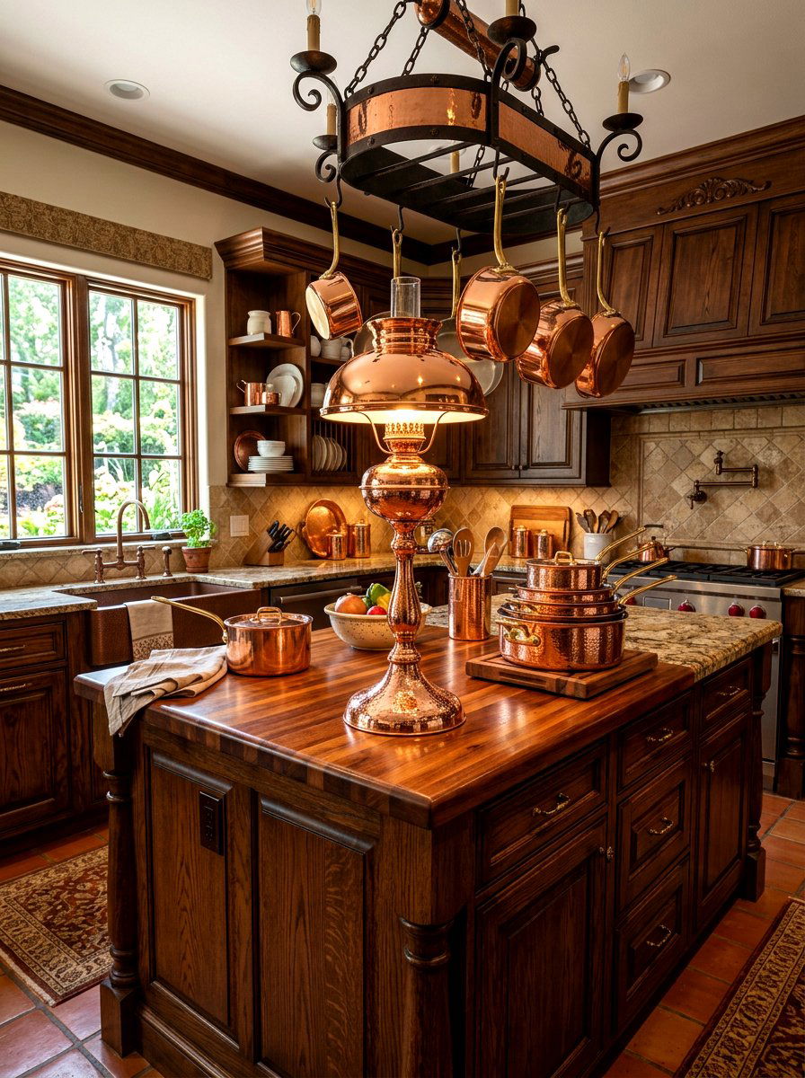 Polished Copper Lamp - 30 kitchen table lamp ideas