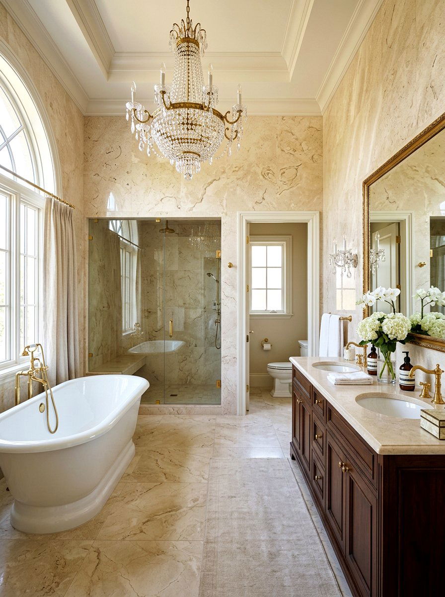 Polished Limestone Bathroom Surfaces - 30 limestone bathroom ideas