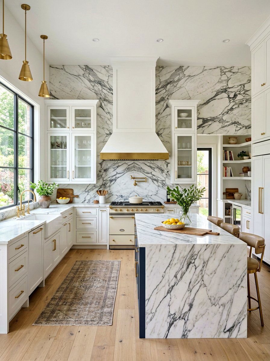 Polished Marble Backsplash - 30 high gloss decor ideas