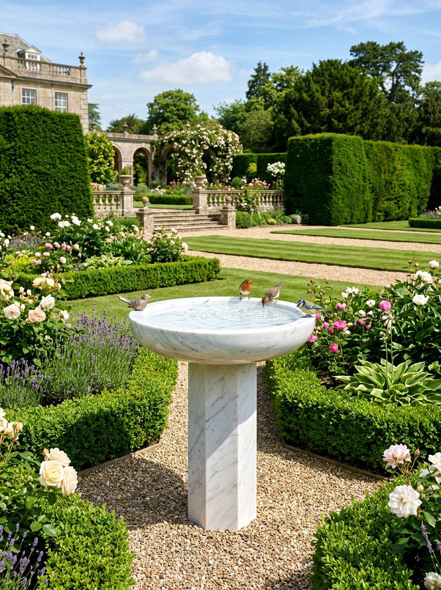 Polished Marble Bird Bath - 30 bird bath ideas