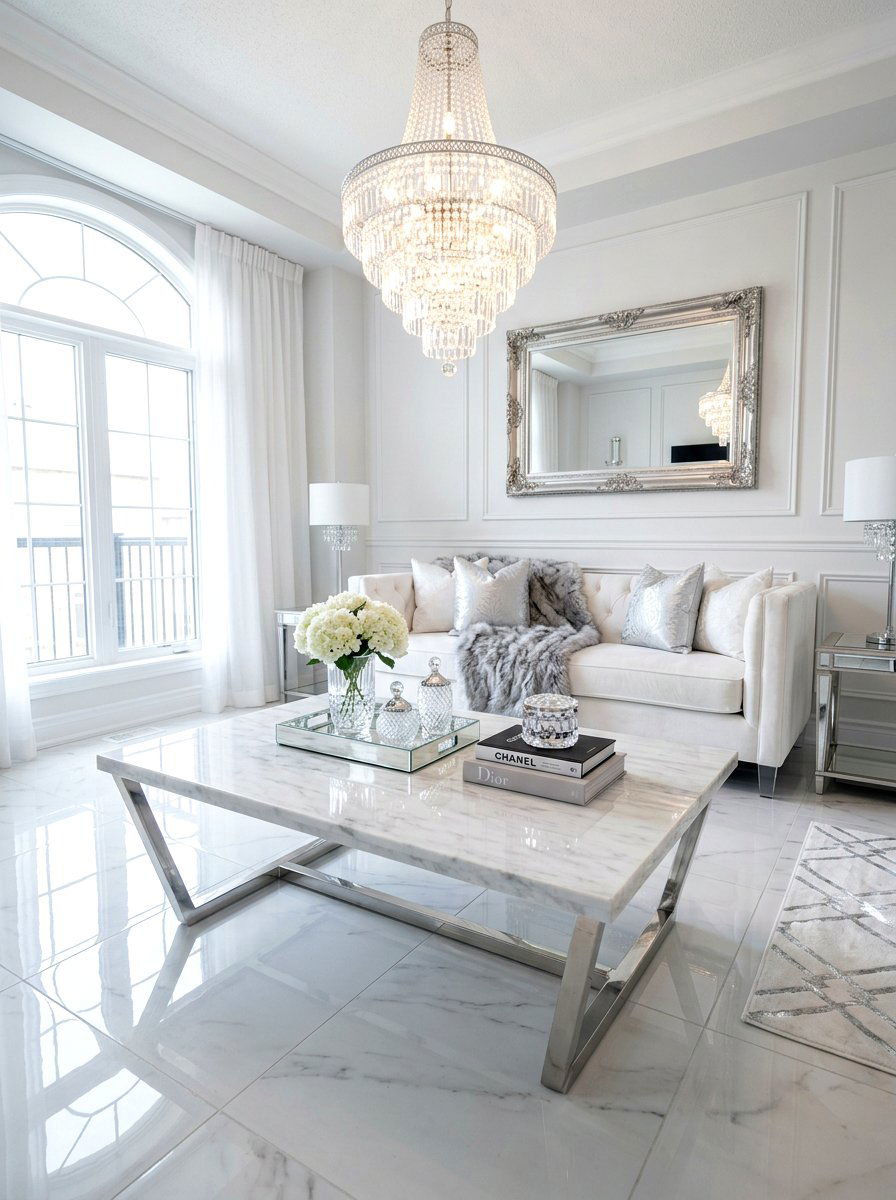 Polished Marble Coffee Table - 30 stone coffee table ideas