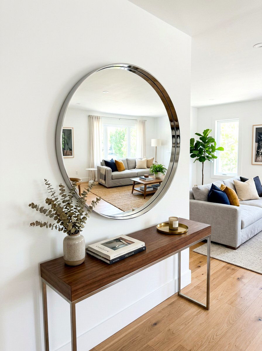 Polished Metal Mirror - 30 chrome aesthetic living room ideas