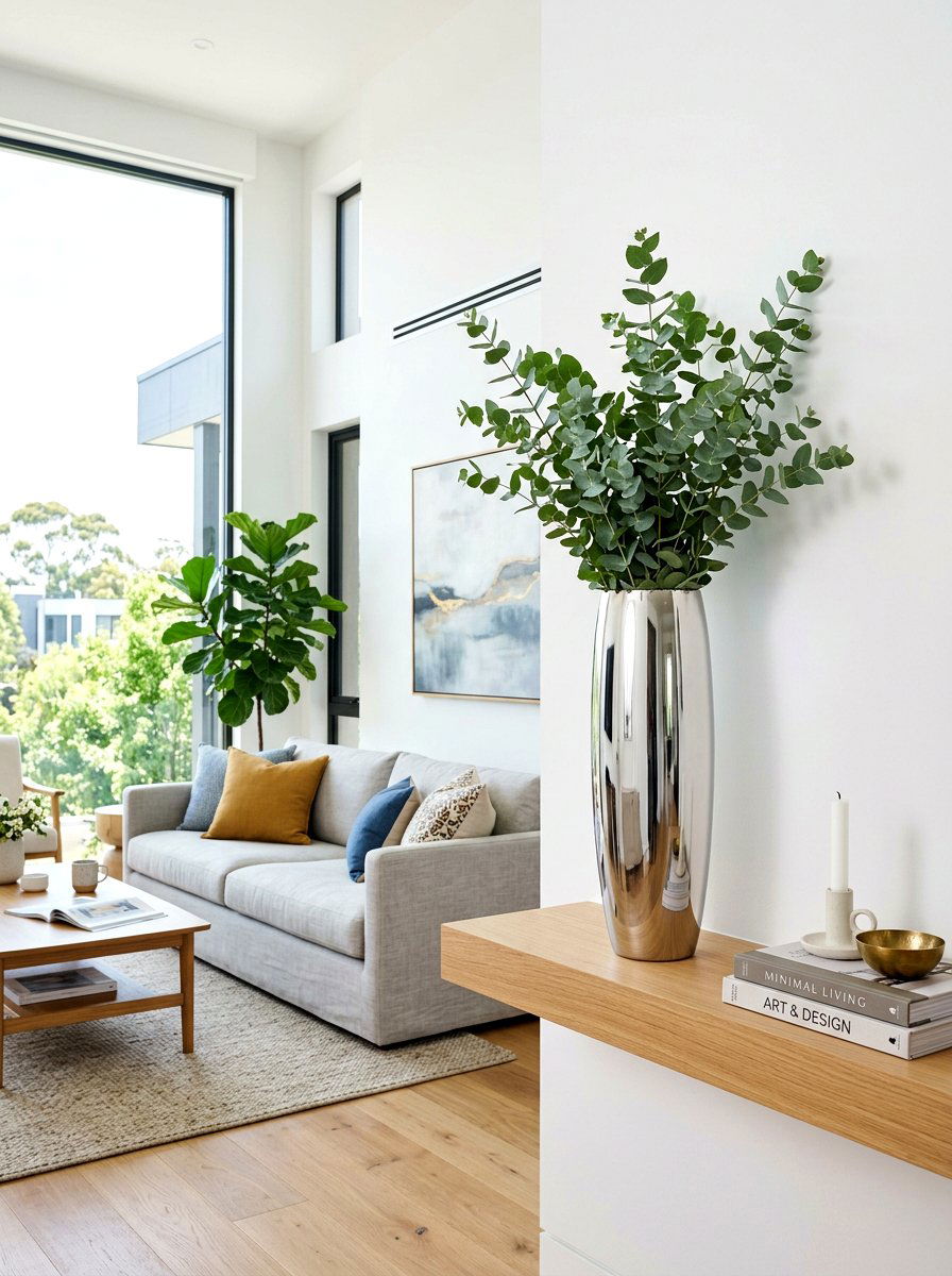 Polished Metal Vase - 30 chrome aesthetic living room ideas