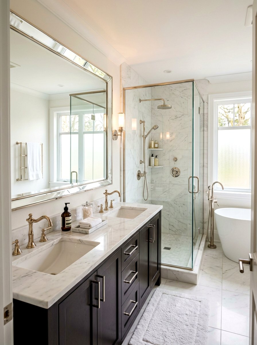 Polished Nickel Hardware - 30 Parisian bathroom ideas