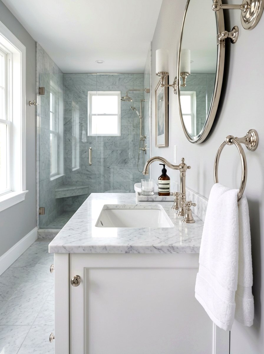 Polished Nickel Hardware - 30 timeless bathroom ideas