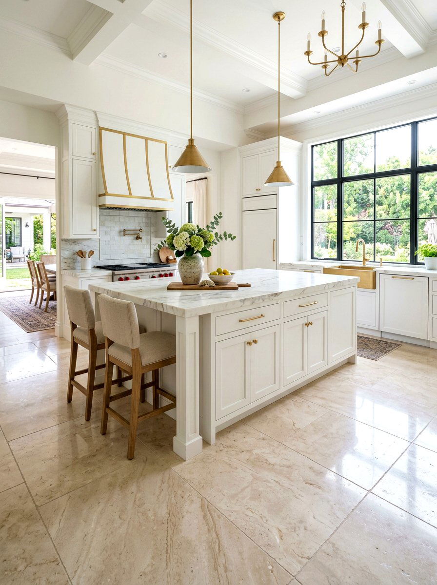 Polished Stone Floor - 30 old money apartment decor ideas