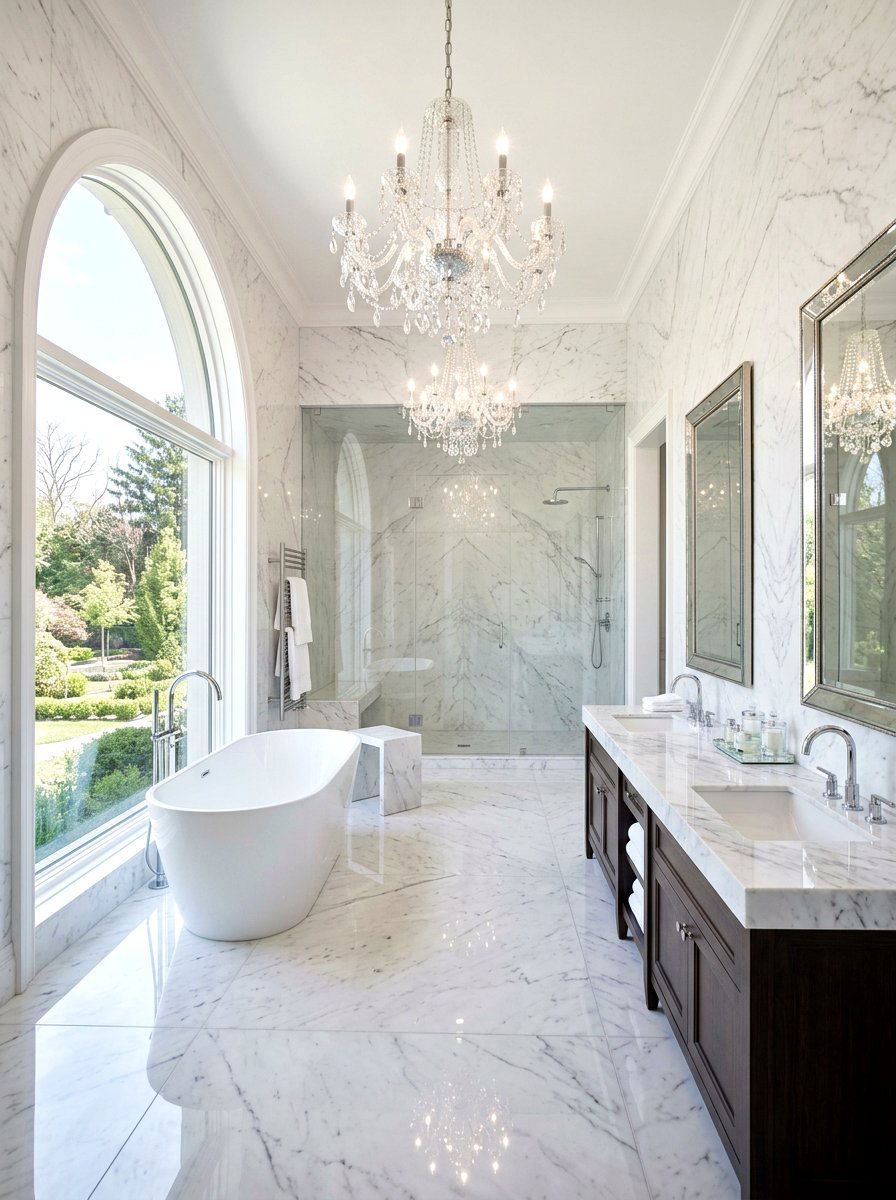 Polished White Marble Bathroom - 30 marble bathroom ideas