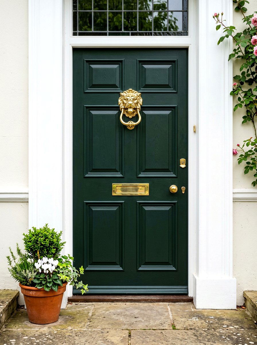 Polished brass door knocker - 30 Nancy Meyers front porch ideas