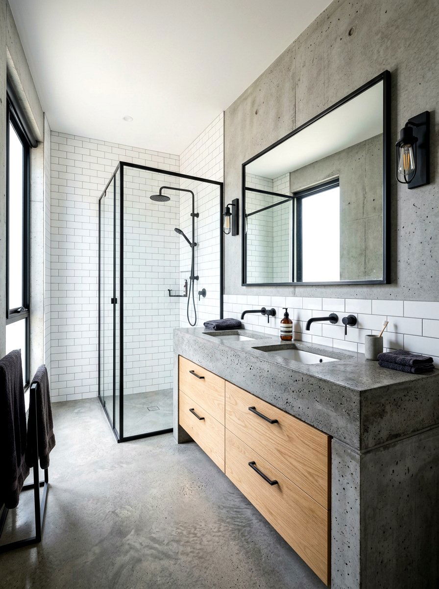 Polished concrete bathroom vanity - 30 integrated sink countertop ideas