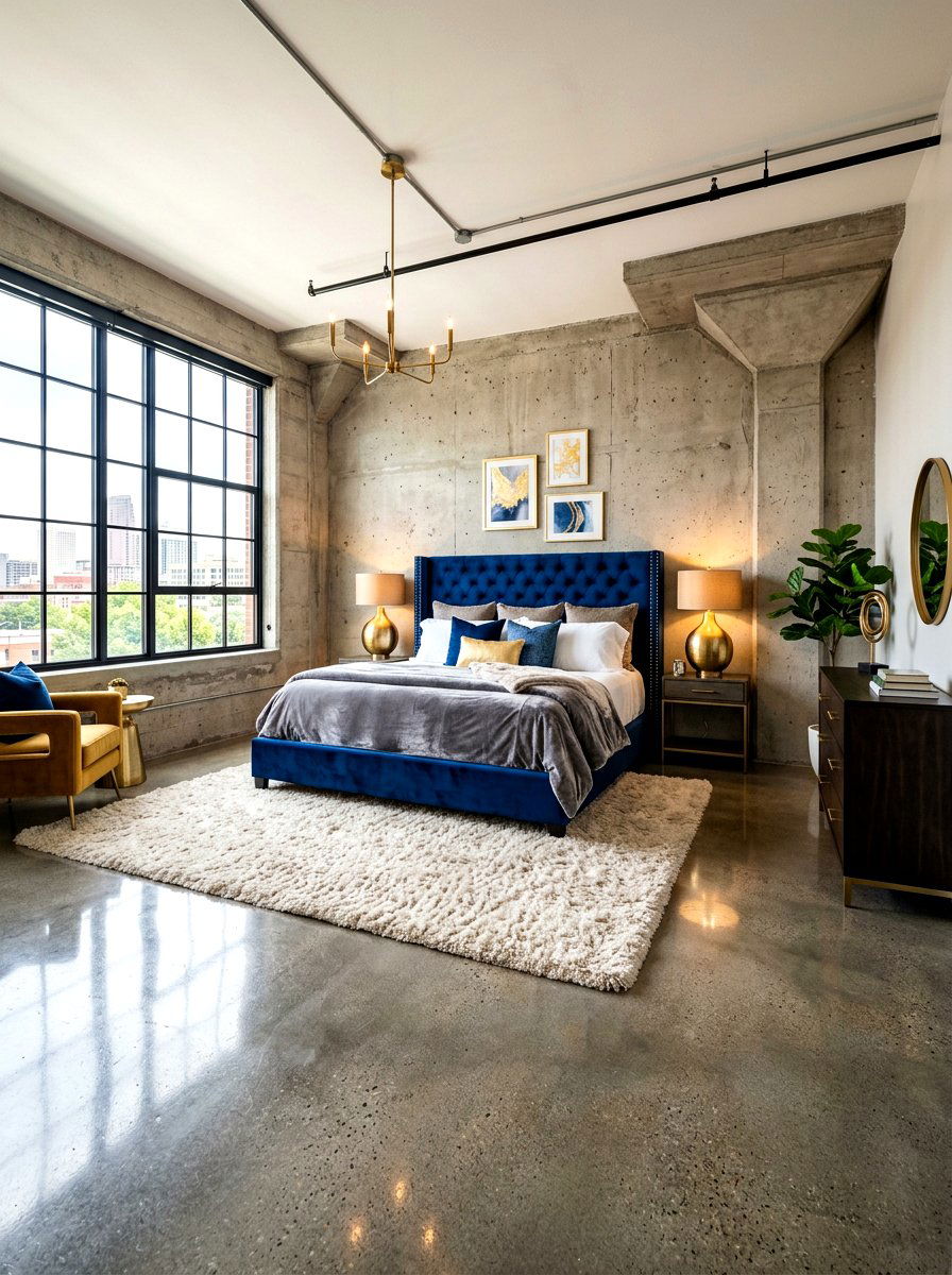 Polished concrete glam bedroom style - 30 futuristic glam bedroom ideas