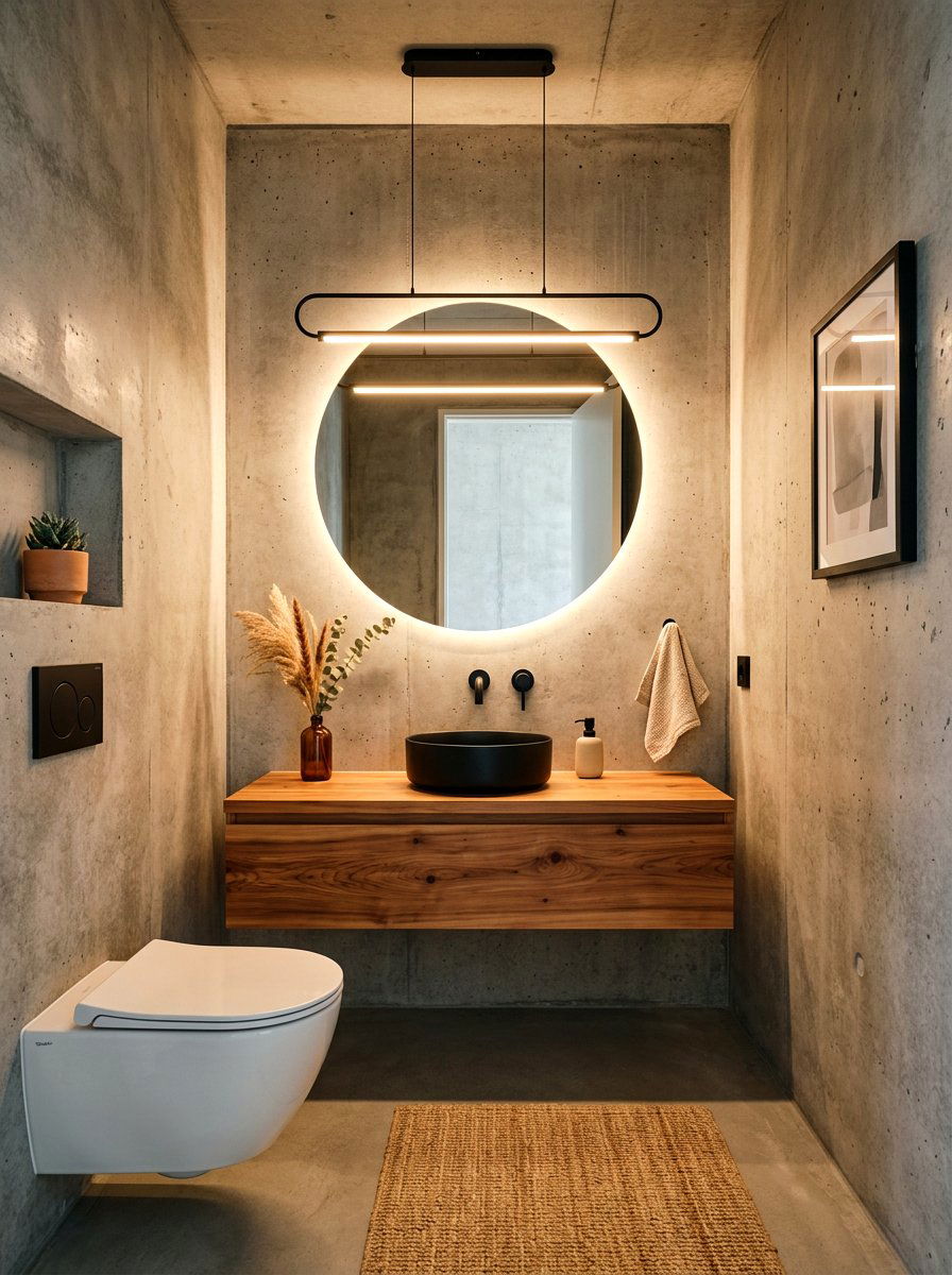 Polished concrete powder room - 30 spa like powder room ideas